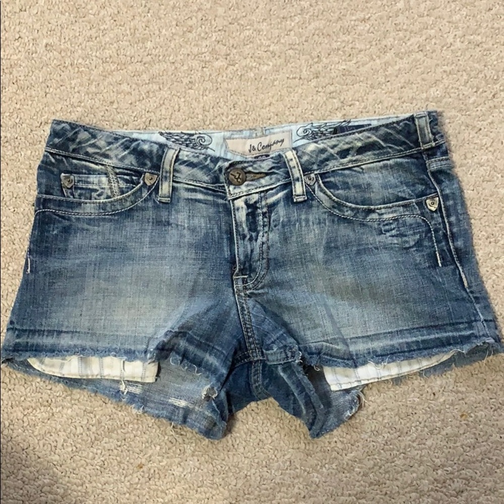 Distressed jean shorts
